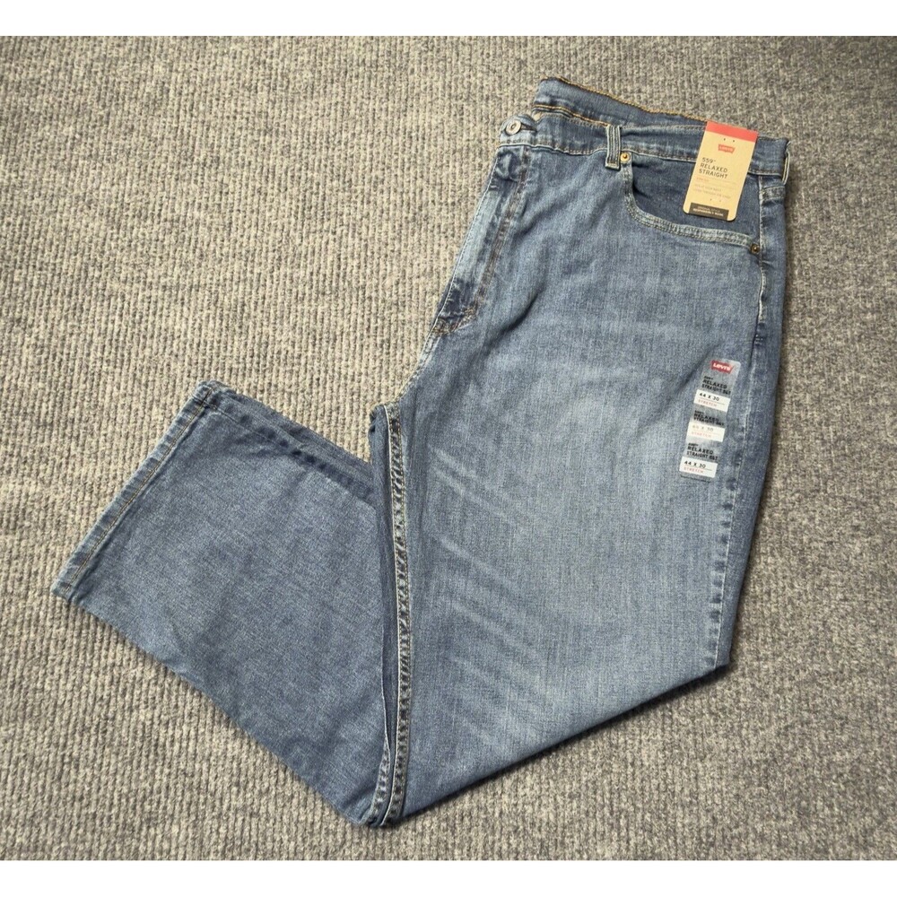 Levis 559 Relaxed Straight Jeans Men 44X30 Stretch Denim Steely Blue NEW